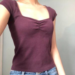 Brandy Melville sweetheart neckline burgundy shirt